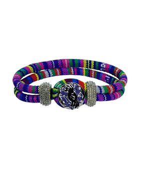 Magnolia and Vine Serape Striped Snap Charm Bracelet W/Halloween Spider (6504)